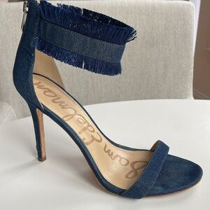SAM EDELMAN denim sandals stilettos